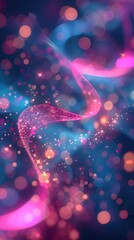 Wall Mural - Neon Lights Background with Futuristic Bokeh