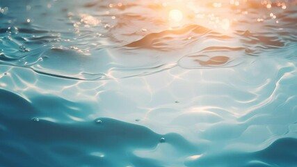 Fototapete - Abstract summer banner background featuring waves in sunlight on a crystal clear blue water surface