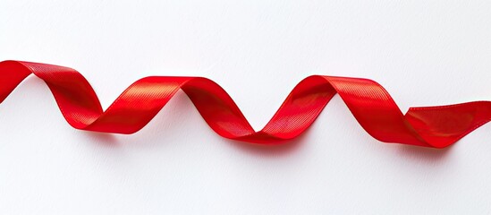 Poster - A bright red ribbon set against a clear white backdrop with copy space image available for custom designs.