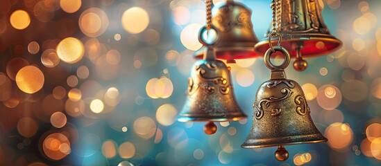 Poster - Christmas bells with copy space image in close-up view.