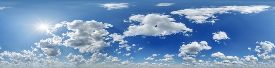 Wall Mural - cloudy blue sky hdri 360 panorama view with zenith and awesome clouds for use in 3d graphics as sky 