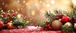 © Gular - Festive Christmas greeting card featuring fir branches, decorations, and a glittery background, ideal for adding your personal touch and a message with copy space image.