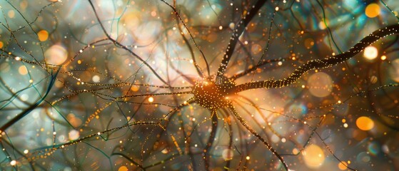 Poster - Abstract illustration of a neuron. AI.