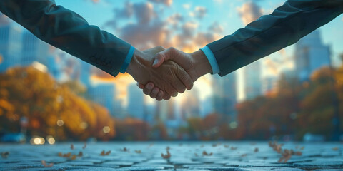 Businessmen making handshake with partner, greeting, dealing, merger and acquisition, business cooperation concept, for business, finance and investment background, teamwork and successful business
