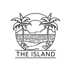 Wall Mural - Tropical island line art logo