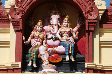 Wall Mural - Lord Ganesha with two wives.