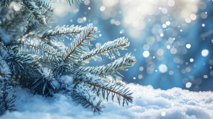 Poster - A snow covered pine tree with a few branches still green