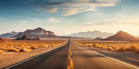 Poster - Endless Road Through Desert Landscape