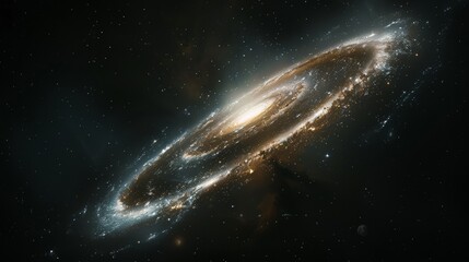 Wall Mural - view from space to a spiral galaxy and stars.