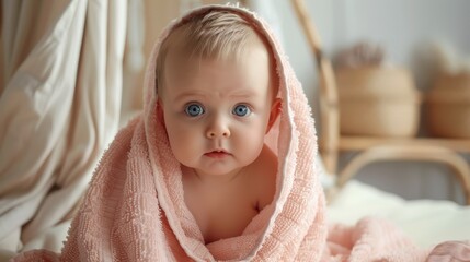 Sticker - The adorable baby in towel