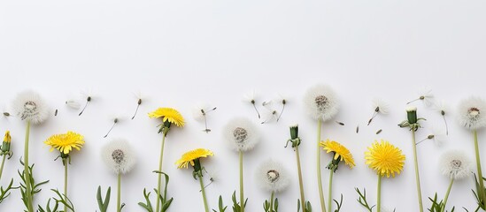 Wall Mural - Copy space image of dandelions on a white background.