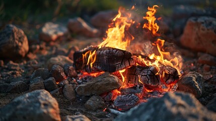 Canvas Print - Campfires illuminate the night, their glowing embers a gathering place for stories and songs.