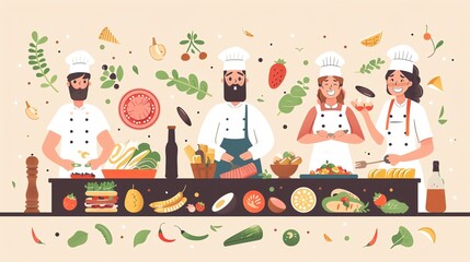 Local cuisine, culinary showcase, flat design illustration