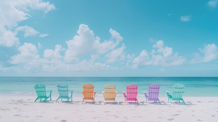 Canvas Print - The Colorful Beach Chairs