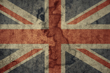 Wall Mural - map and flag of great britain on a old vintage crack paper background .