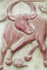 Poster - Chinese zodiac animal in a temple. Buffalo.  China.