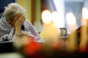 Wall Mural - Retirement home. Old person. Christmas mass. France.