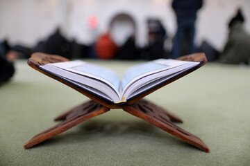 Open Quran in a mosque. Islam.  France.