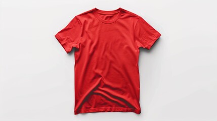 Wall Mural - A red T-shirt with a detailed illustration on a solid white background.