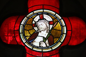 Poster - Stained glass window of Jesus.