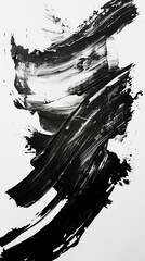 Wall Mural - Abstract black and white brushstrokes on canvas, modern minimalist art. Contemporary artistic expression concept