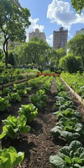 Wall Mural - Sustainable urban agriculture promotes diverse urban landscapes and inclusive planning, seamlessly integrating urban food systems to enhance community well-being and environmental health.