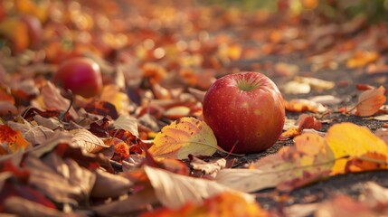 Poster - Crisp apples crunch underfoot, a sweet reminder of autumn's delicious offerings.