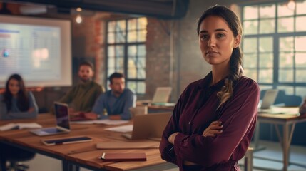 Wall Mural - The confident businesswoman in office