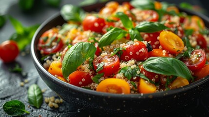 Wall Mural - Fresh Quinoa Salad with Cherry Tomatoes and Basil - Generative AI