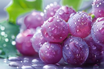 Juicy Delights: Close-Up of Refreshing Grapes with Water Drops