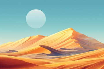 Wall Mural - Desert Landscape with Sun.