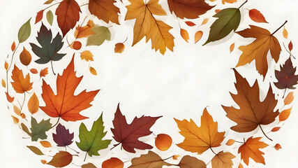 Wall Mural - round autumnal leaves frame isolated