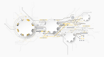Wall Mural - Abstract technology background. Cogwheels ART theme.  Hand drawn Vector illustration