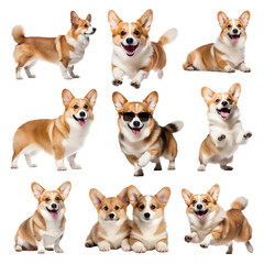 Canvas Print - Cute corgi png element set, transparent background