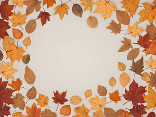 Wall Mural - round autumnal leaves frame isolated