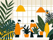 © niwat - Co-workers working in office full of plants