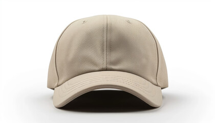 Wall Mural - Beige Baseball Cap on a White Background