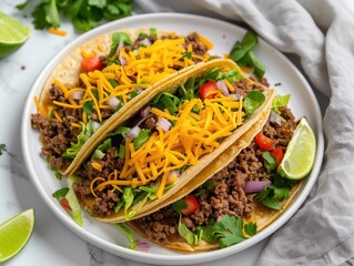 Canvas Print - Two Tacos on White Plate