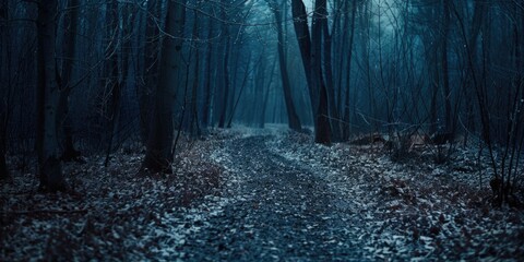 Wall Mural - Path in dark forest