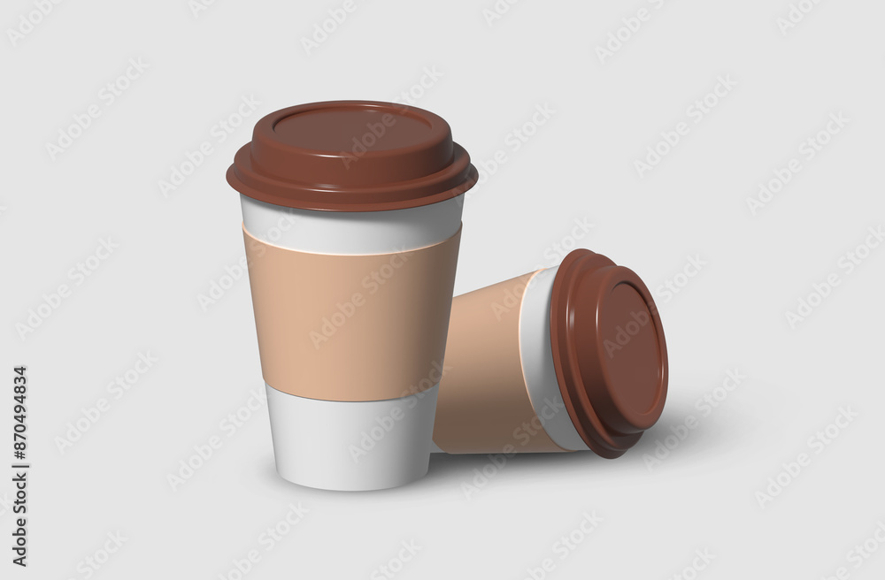 Coffee cup side view. Realistic set paper coffee cups on white ...