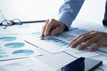 Leinwandbilder - Manager developing business strategy and solution. Consultant analyzing financial reports.
