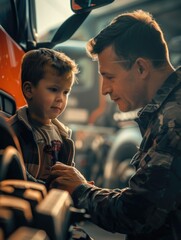 Sticker - Boy fixing a motorcycle