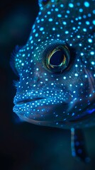 Wall Mural - Close-up of a bioluminescent fish with blue spots