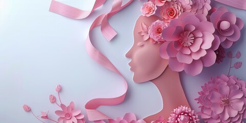 Sticker - Woman with pink flowers in hair