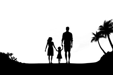 Sticker - PNG Happy family silhouette beach adult.