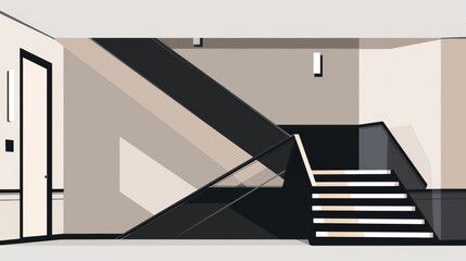 Wall Mural - Modern Interior Design with Geometric Staircase and Sleek Lines