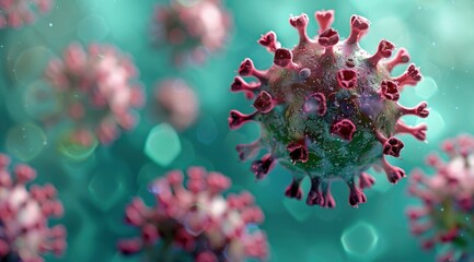 Noro virus floating in front of a green background