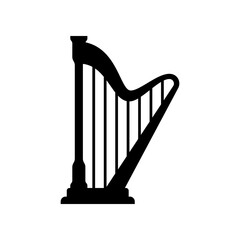 Celtic harp icon isolated on white background.