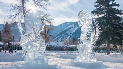 Sticker - Frozen in time, ice sculptures tell tales of winters past and seasons yet to come.