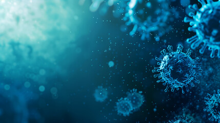 Close-up of blue viruses in a microscopic view